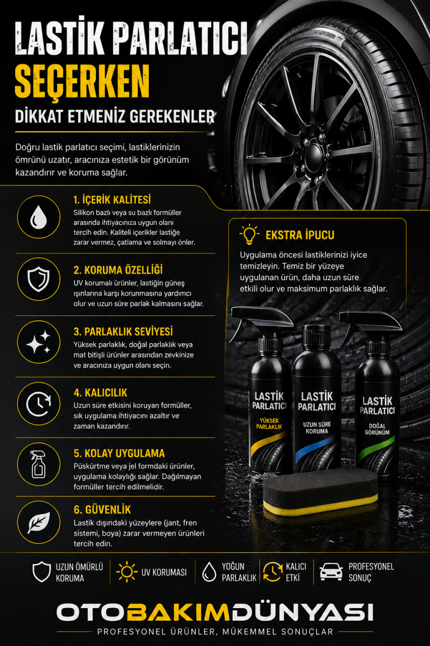 Lastik Parlatıcı Seçerken Dikkat Etmeniz Gerekenler | Otobakım Dünyası