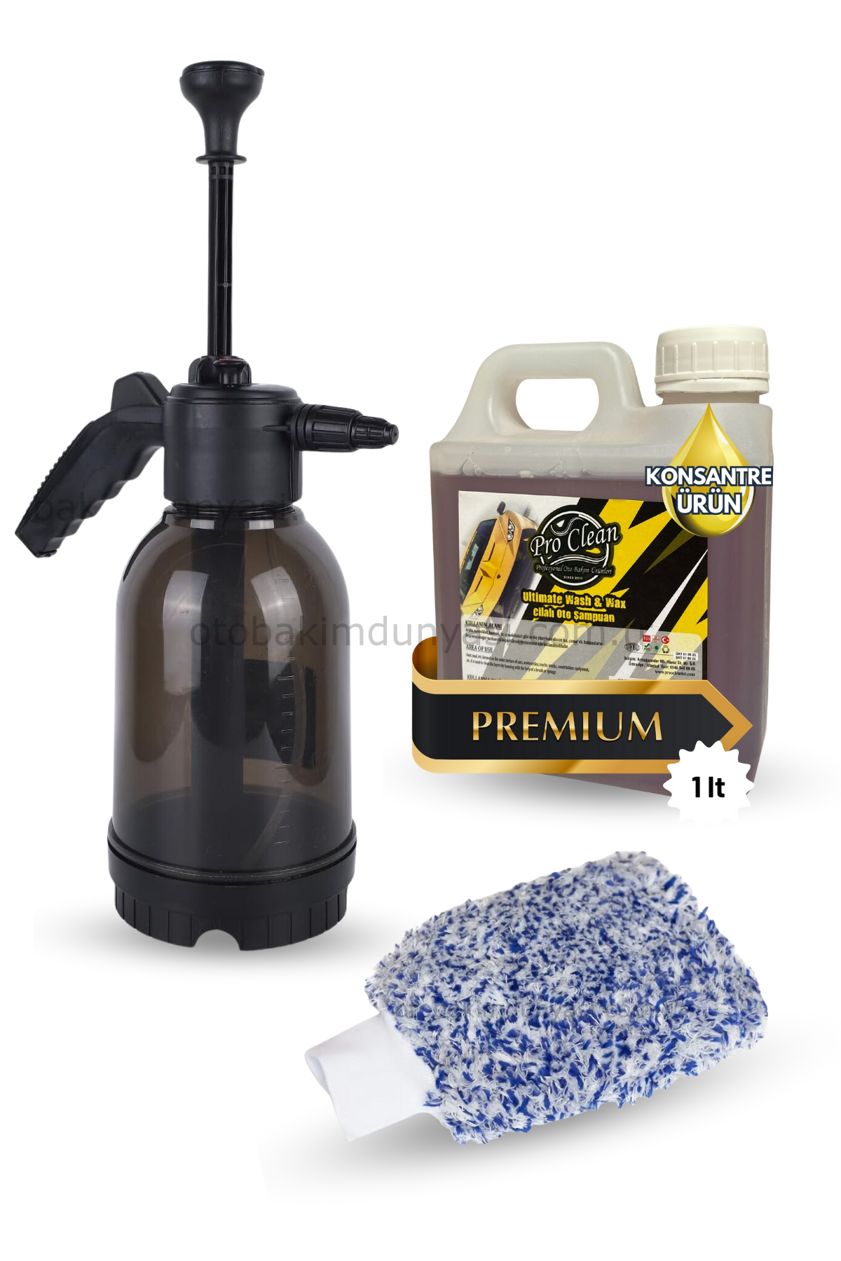 Oto Yıkama Set - Vip Şampuan & Yıkama Eldiveni & Köpük Yapan Pompa