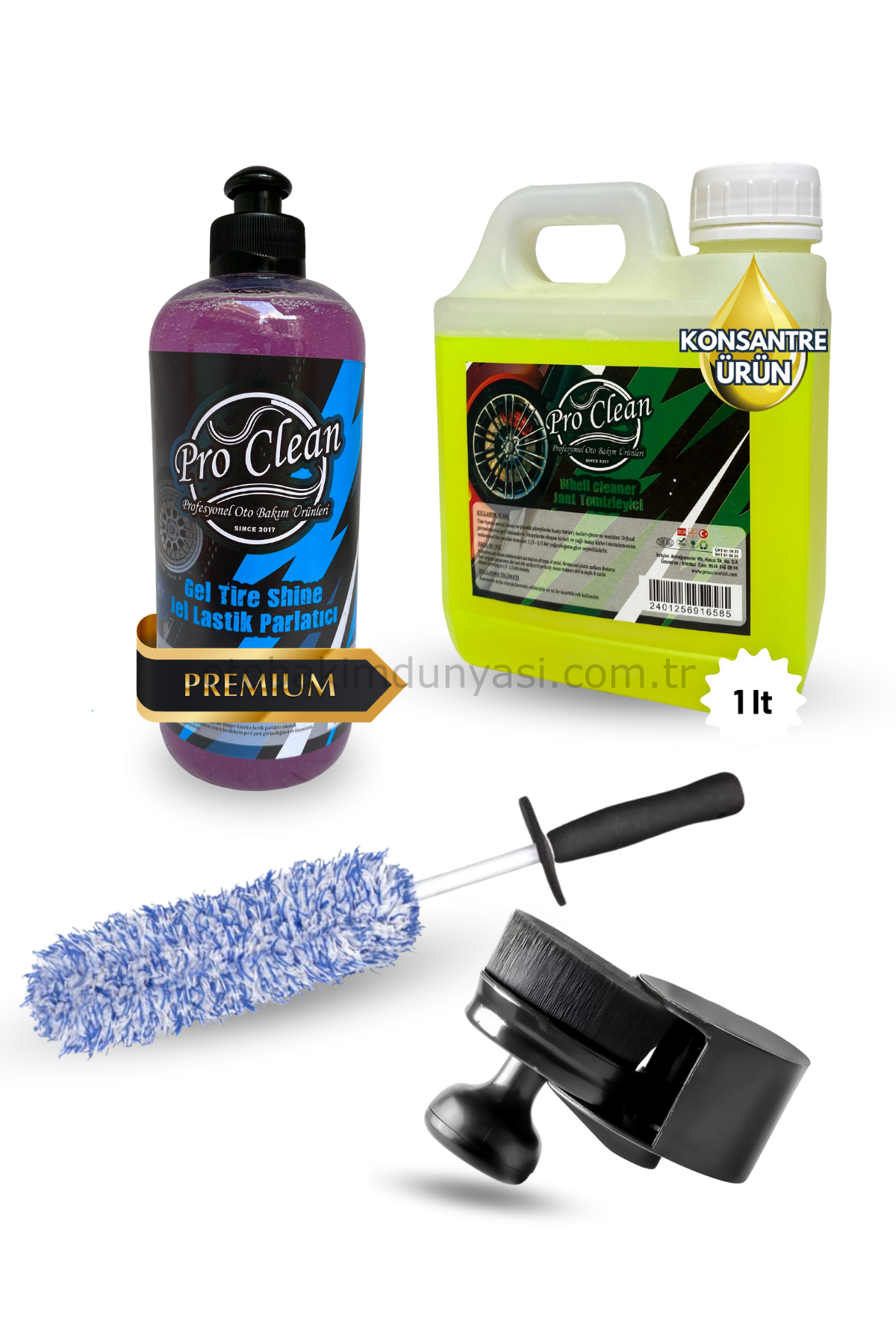 Lastik Bakım Set - Jel Lastik Parlatıcı & Jant Temizleyici & Jant Fırçası & Lastik Parlatma Aplikatör