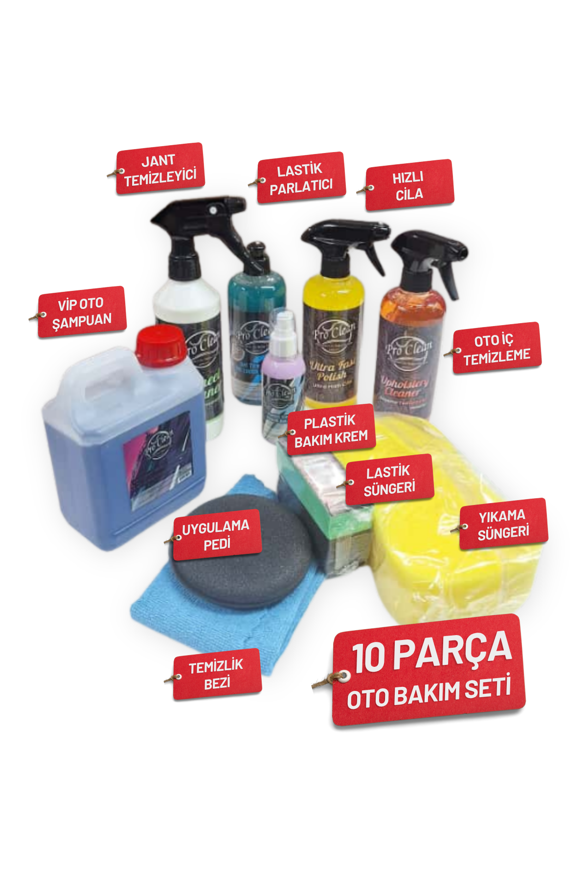 Oto Yıkama ve Bakım Seti 10 Parça
